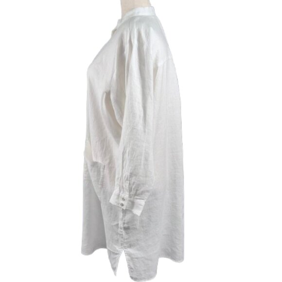 NWT Eileen Fisher Orgnc Linen Mandarin Collar Lagenlook Tunic ShirtDress SZ1X - Picture 5 of 16